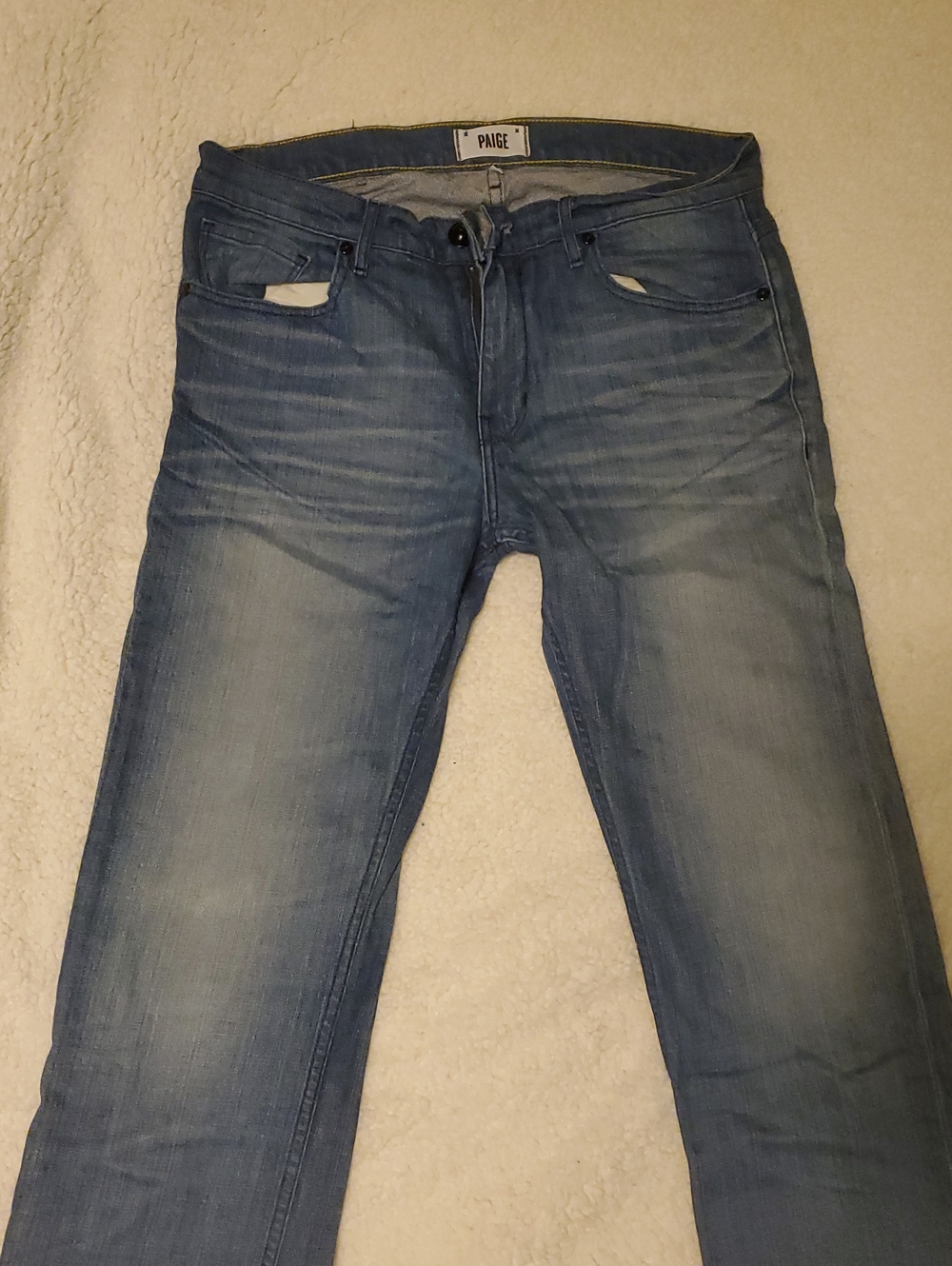 PAIGE Men's Faded Blue Slim Straight Jeans